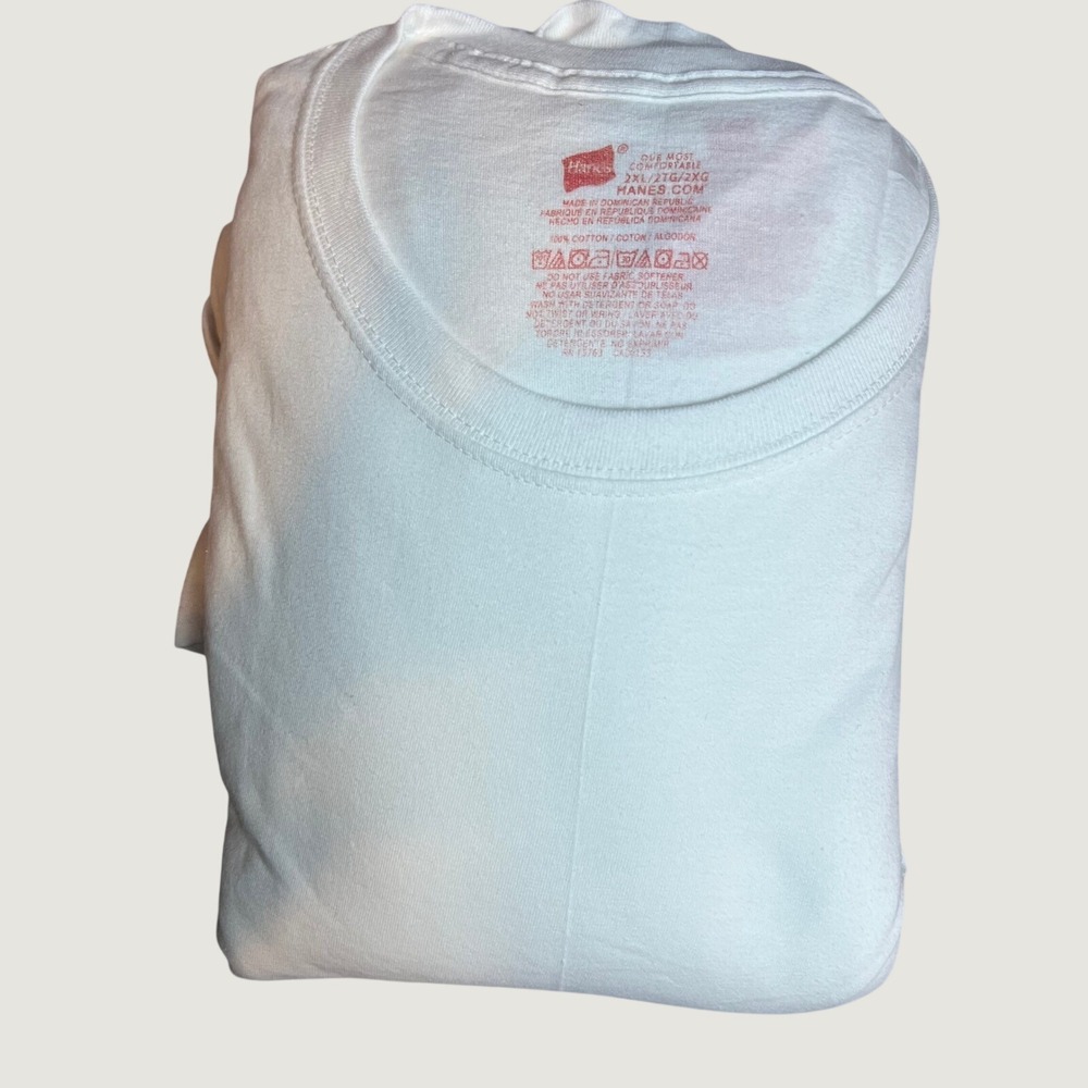 Hanes Mens White Crew Neck Undershirt 6 Pack Short Sleeve Cotton Tee 2XL Tagless